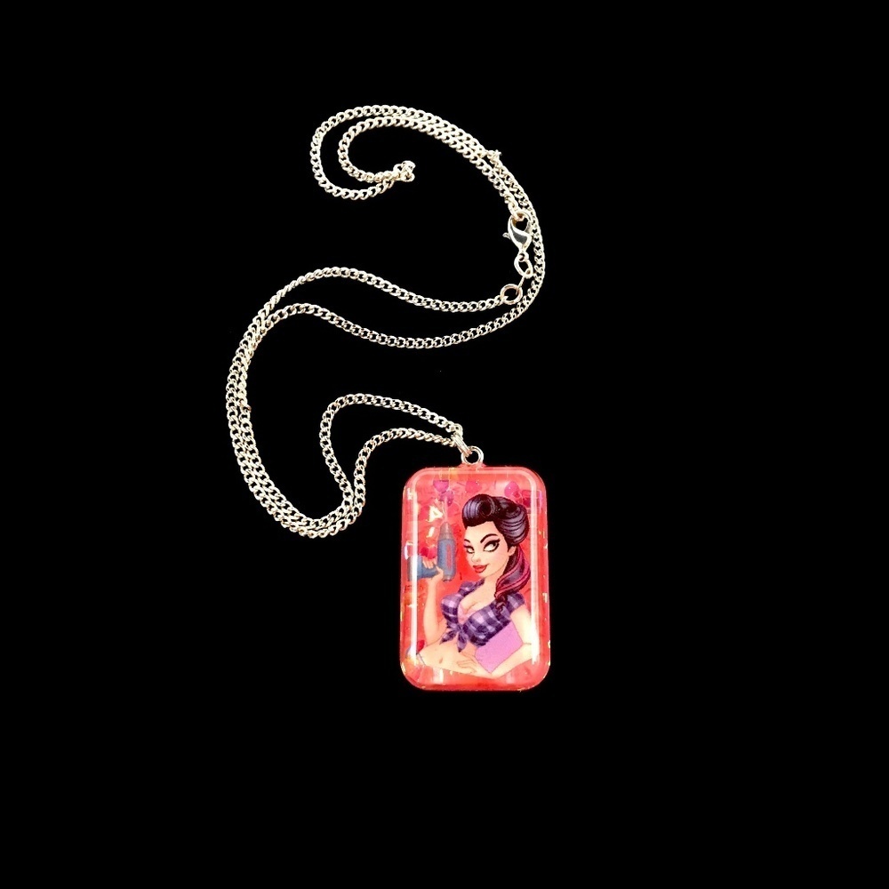 💙 5 for $25 💙 Pink Retro Glitter Necklace